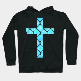 Blue Easter Cross Design Hoodie